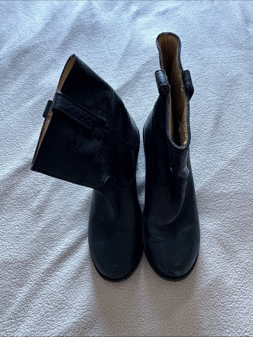 Frye Black Leather Short Pull-On Ankle Boots